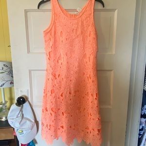Neon Coral Lace Dress